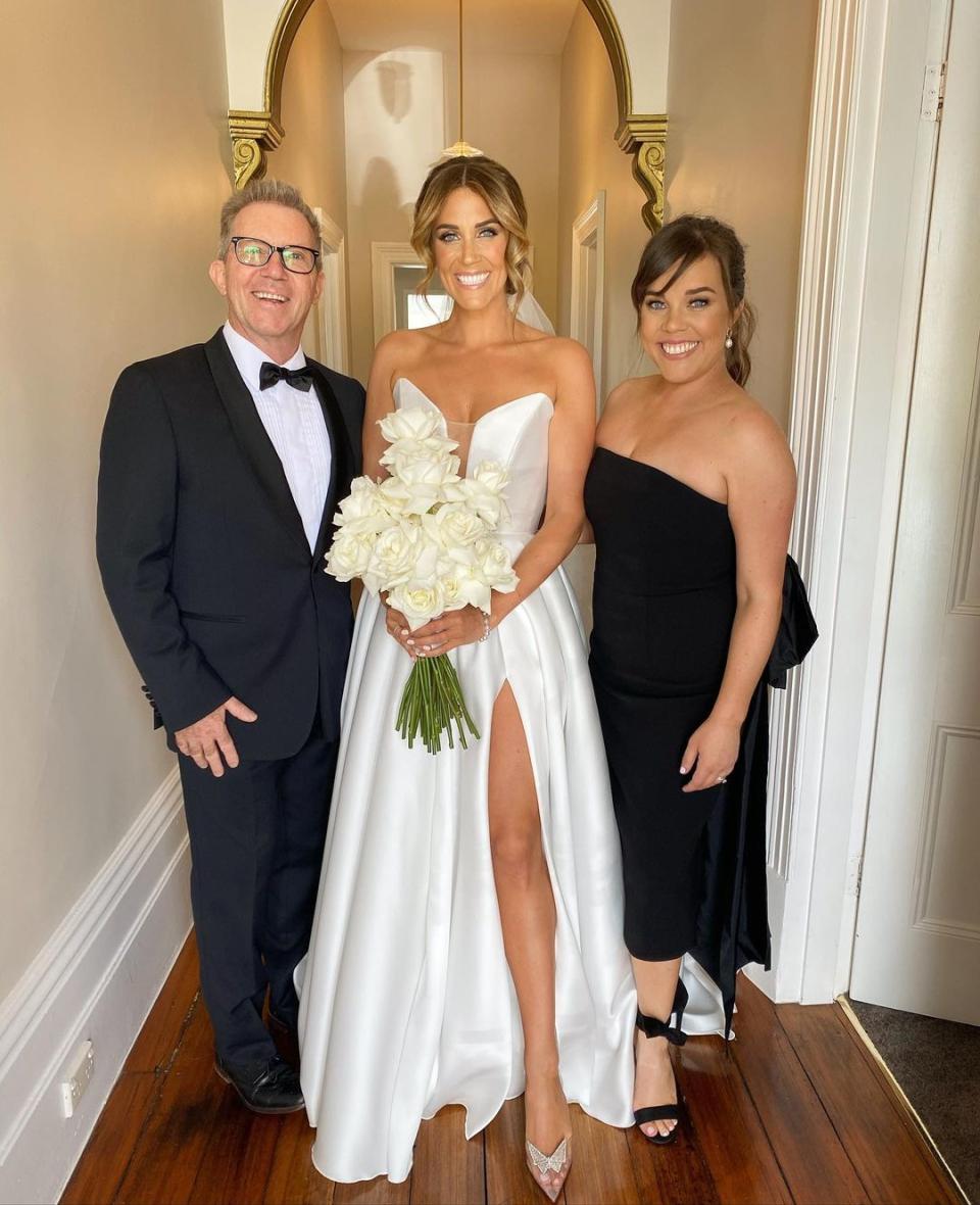 Georgia Love with her father Dr Chris Love and sister Katie on her wedding day