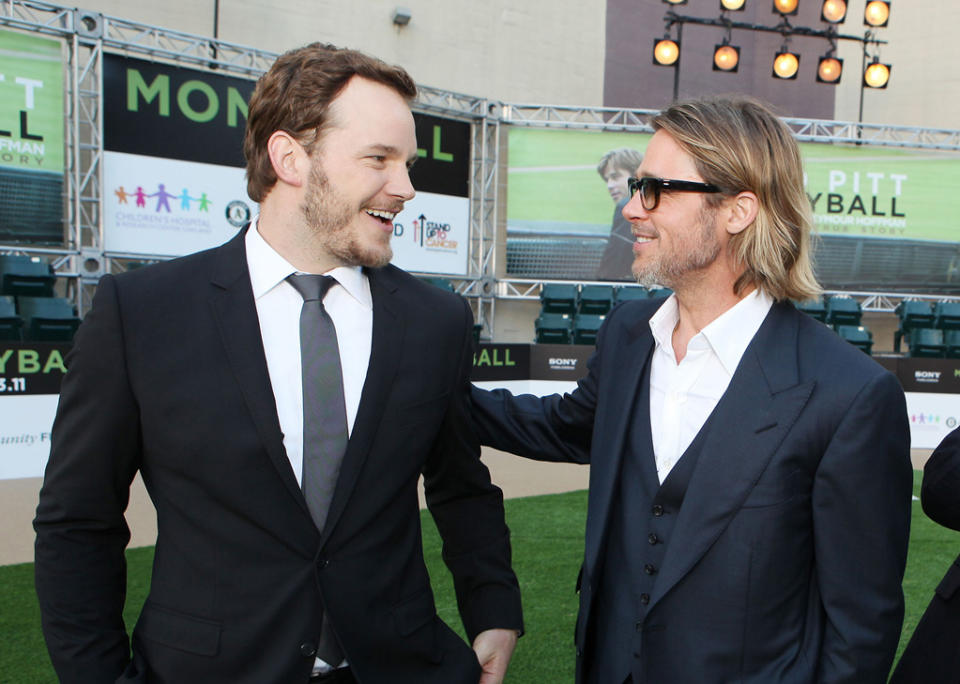 Moneyball Oakland premiere 2011 Chris Pratt Brad Pitt