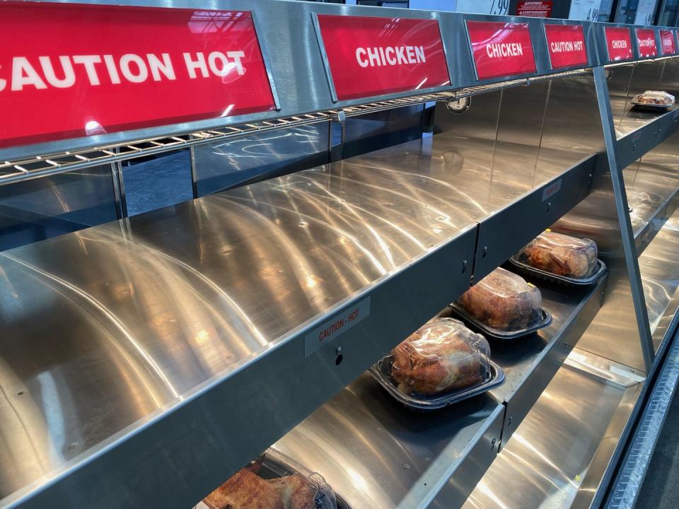 rotisserie chicken display at costco, florida