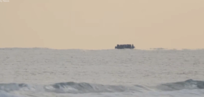 A boat spotted trying to cross the Channel the day after the Rwanda Bill passed. (Sky News)