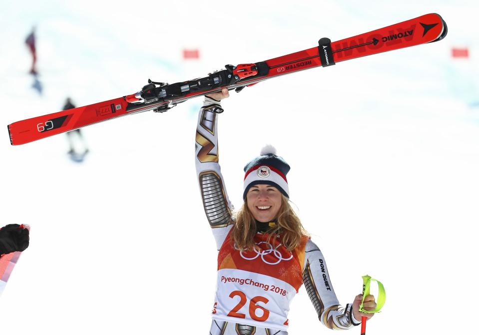 Ester Ledecka of Czechia just took gold on an American skier's lended skis in one of the biggest upsets in Winter Games history.