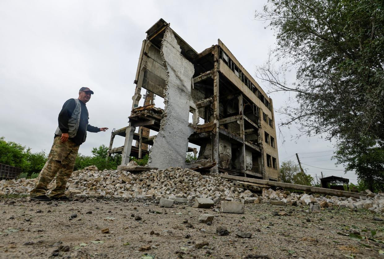 A destroyed facility located on the premises of a poultry farm following recent shelling in the course of Russia-Ukraine conflict in the village of Karpaty in the Luhansk region (REUTERS)