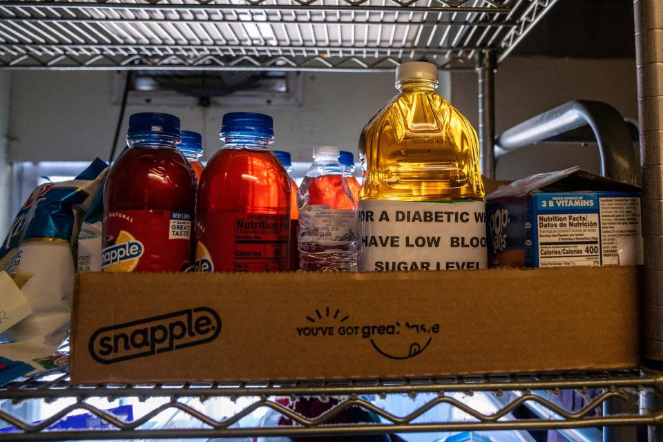 Raymond Decker, 64, is unhoused and currently staying at Homeless Solutions in Morristown, NJ. Decker is diabetic and has a special shelf of food for when his sugar drops too low. Shown on Tuesday, Feb. 14, 2023.