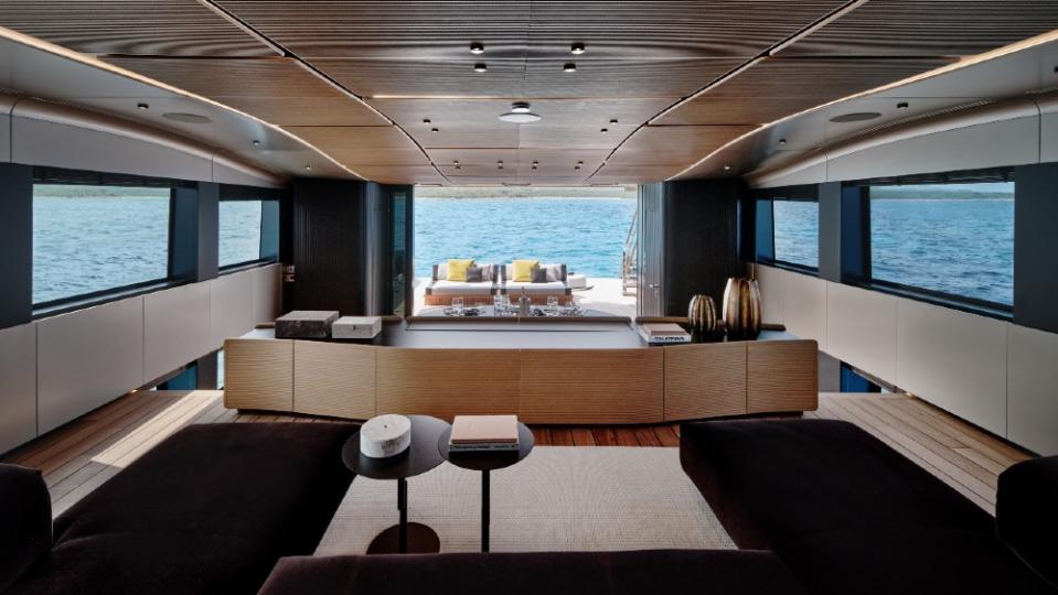 The new wallywhy150 is a cutting-edge, wide-bodied yacht with the brand's distinct style. 