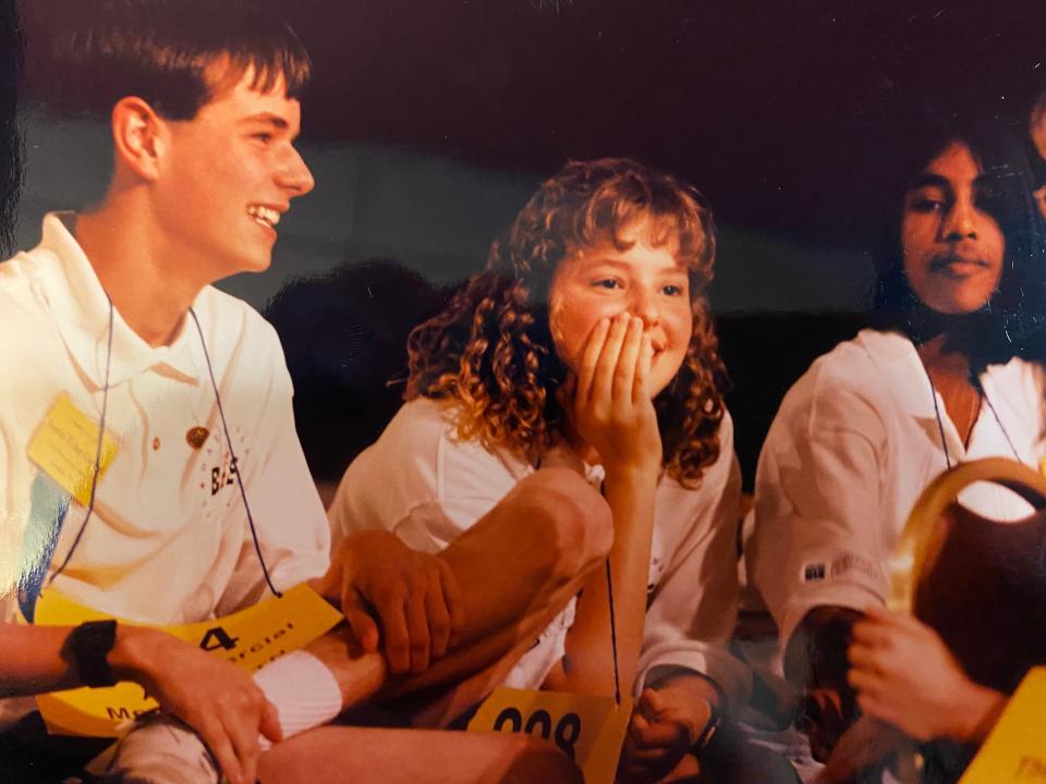 Scripps National Spelling Bee Executive Director Corrie Loeffler was also a three-time participant in the competition. Loeffler, middle, is shown finishing tied for sixth place in 1995.