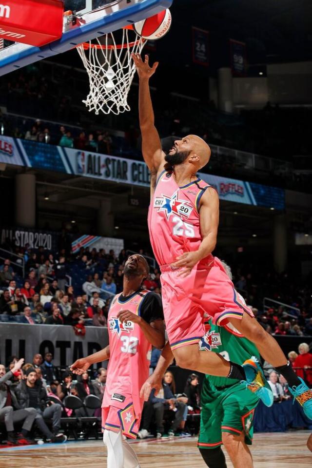 Team Wilbon's Bad Bunny warms up before an NBA Celebrity All-Star