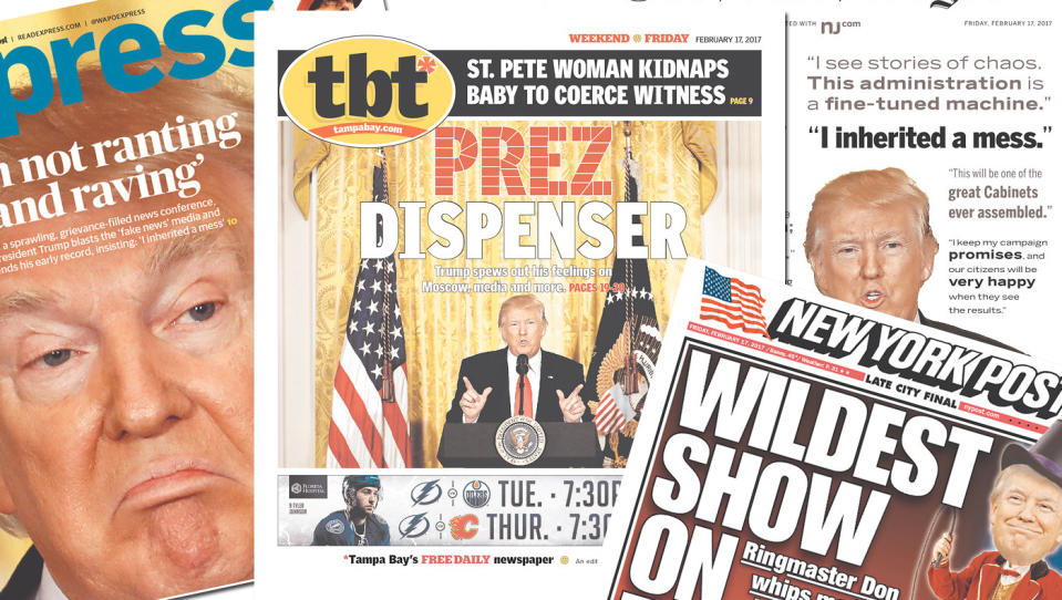 ‘Wildest show on earth’: Newspapers cover Trump’s grievance-filled press conference