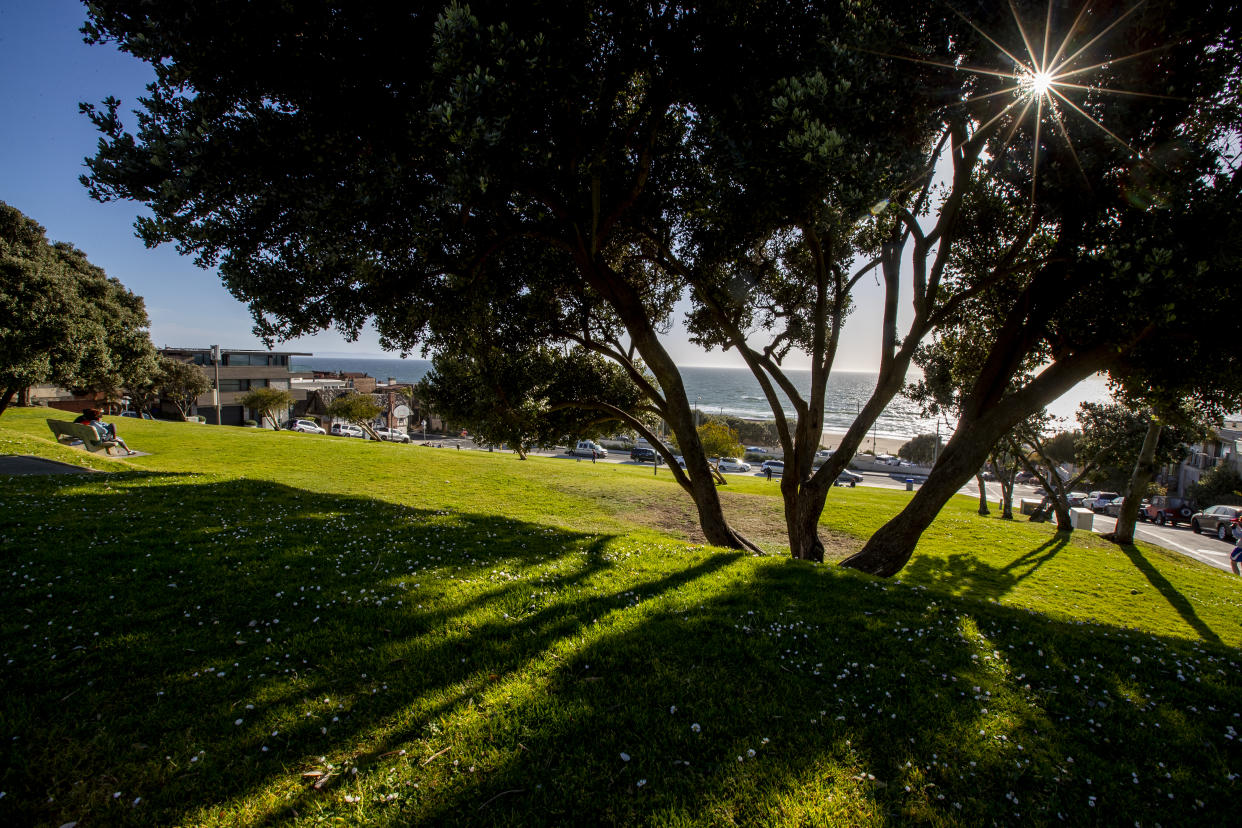 The land in Manhattan Beach, Calif., where the Bruce family ran a resort on the strand in the 1920s that was popular with Black beachgoers. 