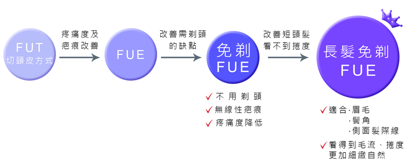 圖二：植髮技術演變