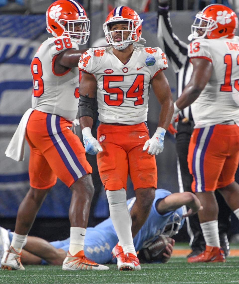 Clemson linebacker Jeremiah Trotter Jr. (54) and his defensive teammates will have their hands full in the Orange Bowl vs. Tennessee.