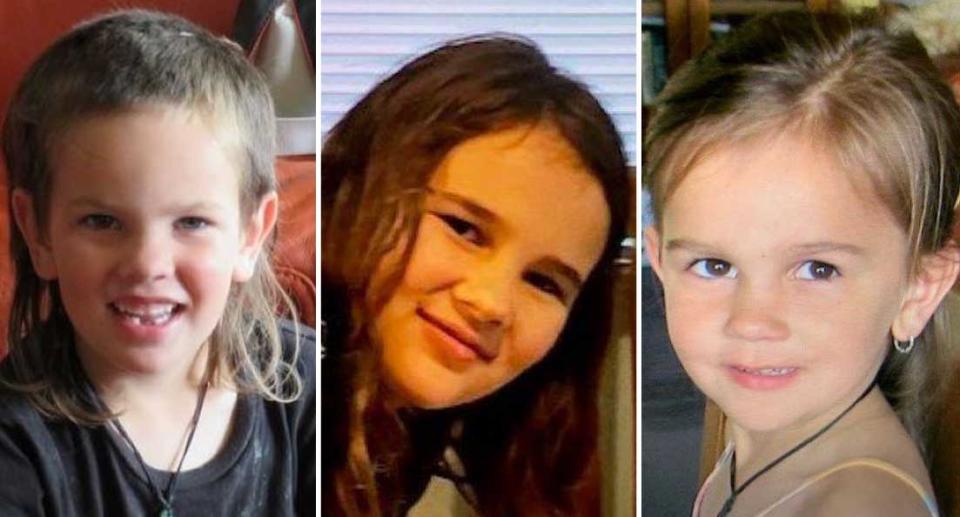 Siblings six-year-old Maverick, eight-year-old Jayda and five-year-old Ember Phillips are pictured.