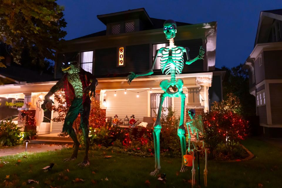 A home decorated for Halloween in the Mesta Park neighborhood of Oklahoma City is pictured, Wednesday, Oct. 25, 2023.