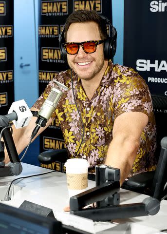 <p>Jamie McCarthy/Getty</p> Chris Pratt at SiriusXM Studios on May 23, 2024 in New York City