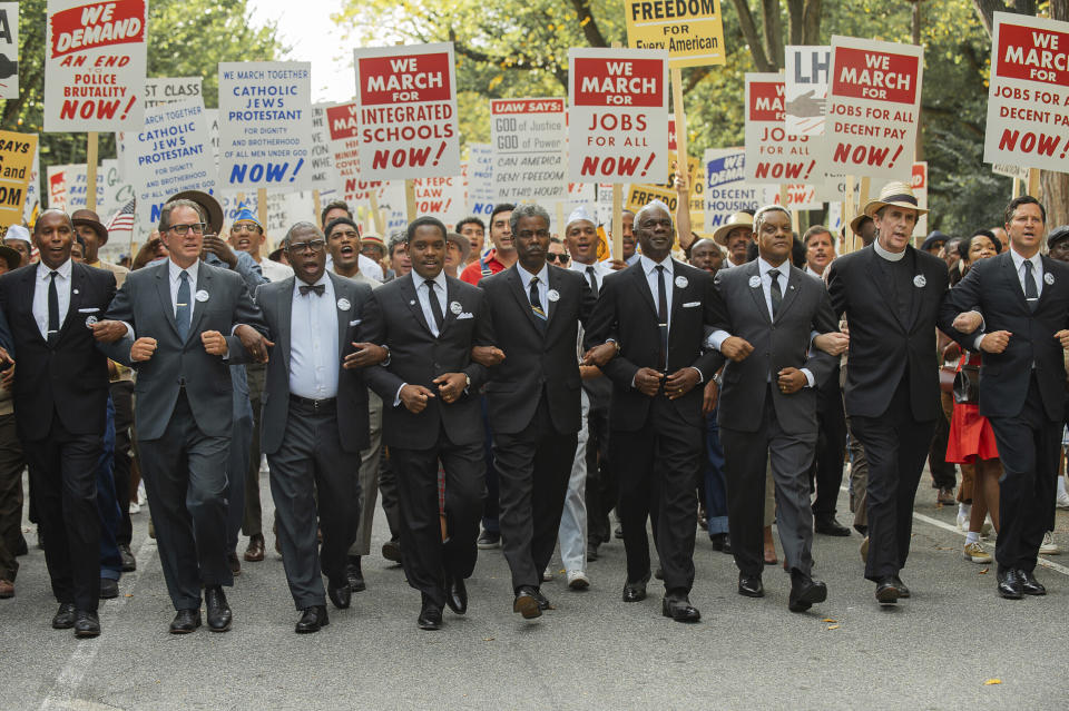 This image released by Netflix shows a scene from "Rustin." (David Lee/Netflix via AP)