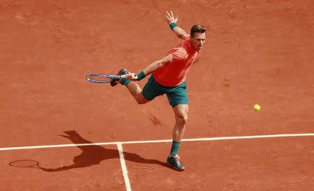 Tennis - French Open - Roland Garros, Paris, France - 25/5/15 Men's Singles - Czech Republic's Tomas Berdych in action during the first round Action Images via Reuters / Jason Cairnduff Livepic