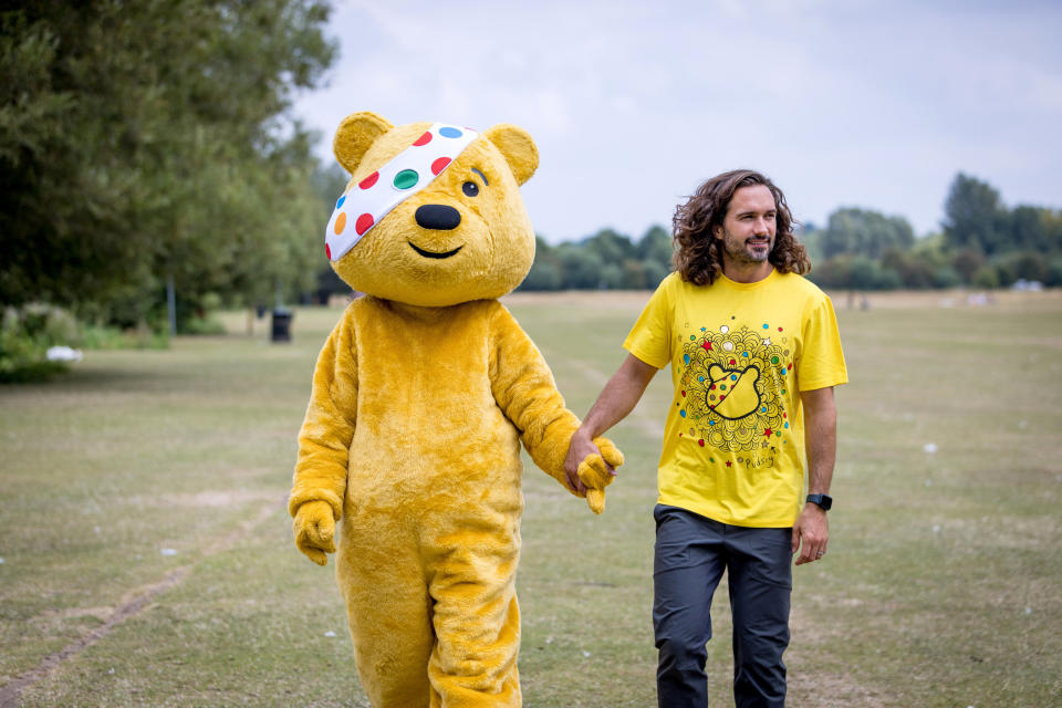 Joe Wicks takes on a fundraising marathon walk with Pudsey. (BBC)