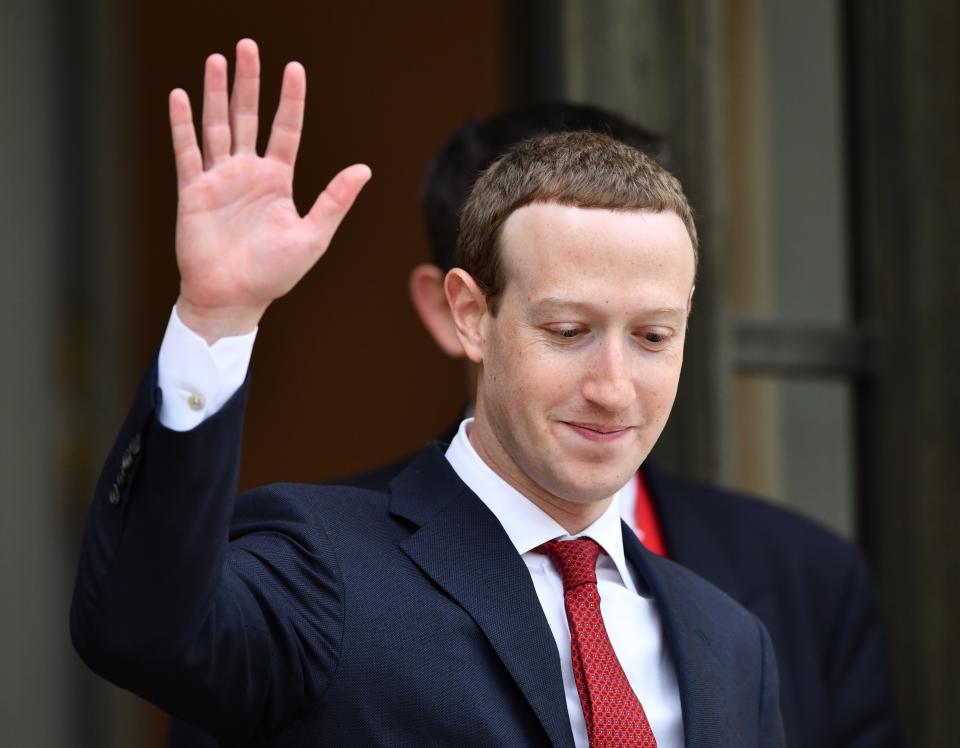 PARIS, FRANCE - MAY 10: Founder and CEO of Facebook Mark Zuckerberg leaves after a meeting with French President Emmanuel Macron (not seen) at the Elysee Palace in Paris, France on May 10, 2019. (Photo by Mustafa Yalcin/Anadolu Agency/Getty Images)
