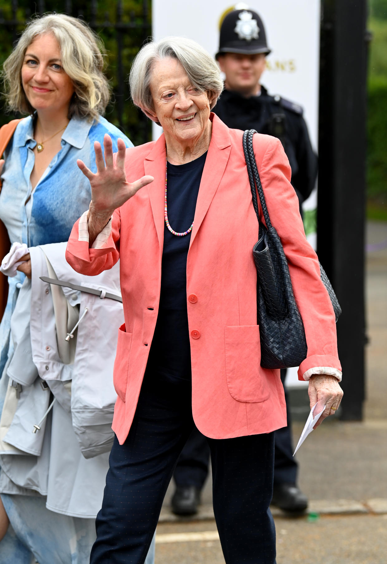 Dame Maggie Smith attends Wimbledon Championships Tennis Tournament at All England Lawn Tennis and Croquet Club on July 10, 2021 in London, England. (Photo by Karwai Tang/WireImage)