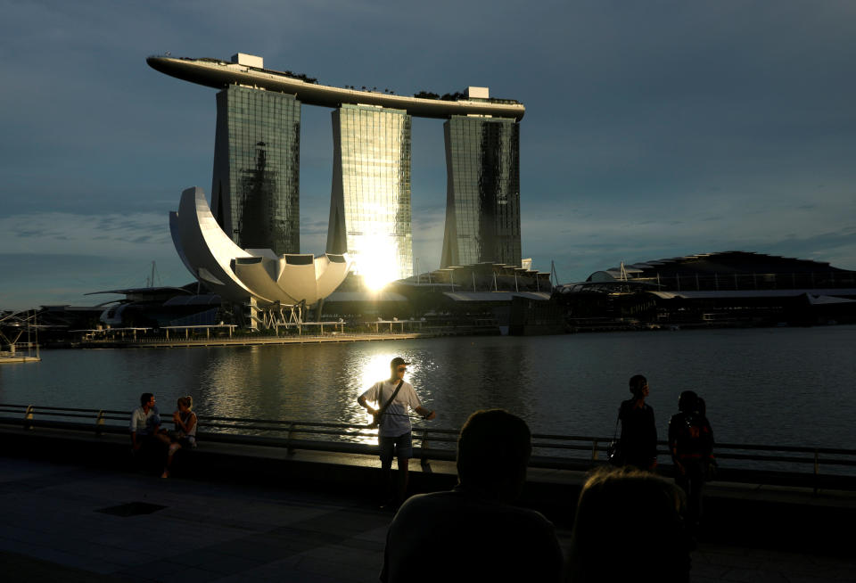 People at Marina Bay in Singapore in 2017. (File Photo: Reuters/Edgar Su)