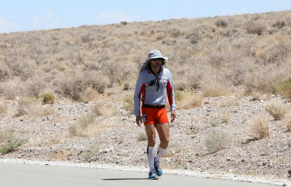 Ray Sánchez of Sacramento goes through Towne Pass on July 20, 2021. The 54-year-old engineer finished his 13th Badwater 135 in 36 hours, 23 minutes, 39 seconds.