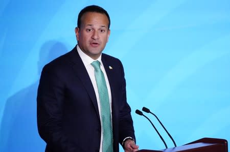 FILE PHOTO: Ireland's Prime Minister Leo Varadkar speaks during the 2019 United Nations Climate Action Summit at U.N. headquarters in New York City, New York, U.S.