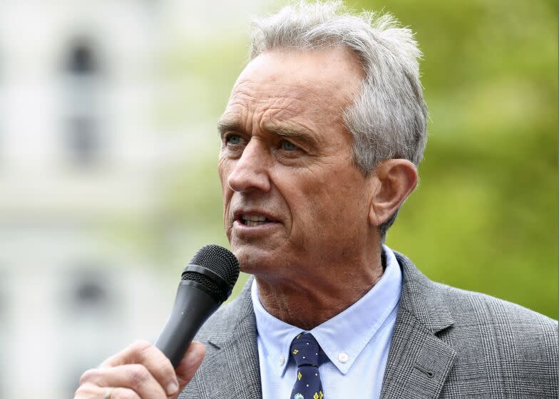 FILE - Attorney Robert F. Kennedy Jr. speaks at the New York State Capitol, May 14, 2019, in Albany, N.Y. Anti-vaccine activist Robert F. Kennedy Jr. launched his longshot bid to challenge President Joe Biden for the Democratic nomination next year. Kennedy, a member of one of the country's most famous political families who has in recent years been linked to some far-right figures, kicked off his campaign in Boston on Wednesday, April 19, 2023. (AP Photo/Hans Pennink, File)