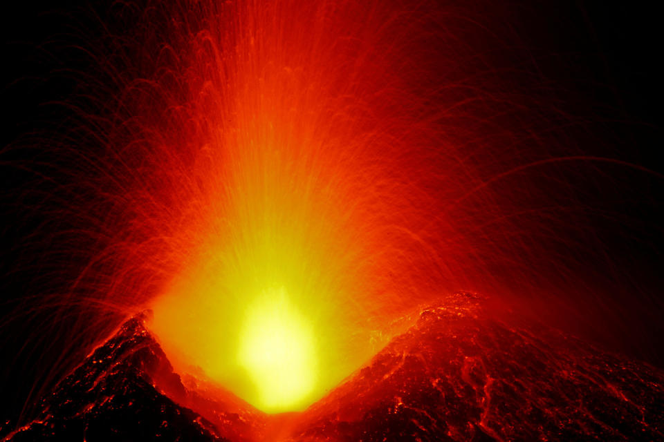 Etna erupts in fiery show