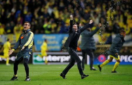 Football Soccer - Villarreal v Liverpool - UEFA Europa League Semi Final First Leg - El Madrigal Stadium, Villarreal, Spain - 28/4/16 Villarreal coach Marcelino Garcia Toral celebrates after Adrian scored their first goal Reuters / Albert Gea Livepic