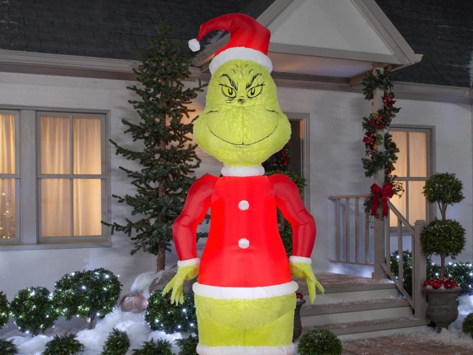 Inflatable Giant Grinch with Fuzzy Plush Fabric