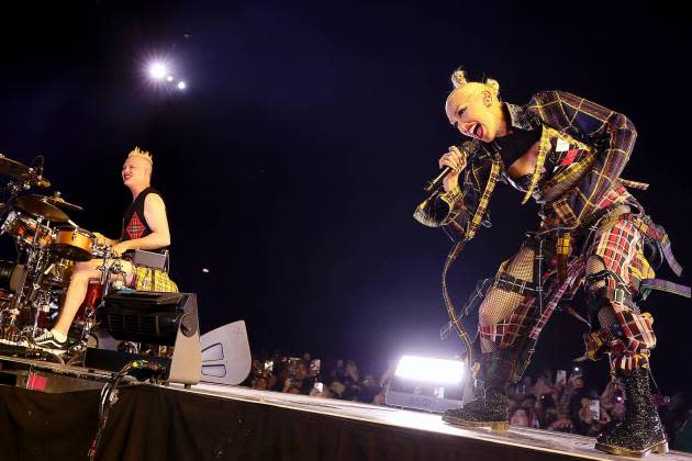 Adrian Young and Gwen Stefani of No Doubt perform at the Coachella Stage during the 2024 Coachella Valley Music and Arts Festival at Empire Polo Club on April 13 - Credit: Arturo Holmes/Getty Images for Coachella