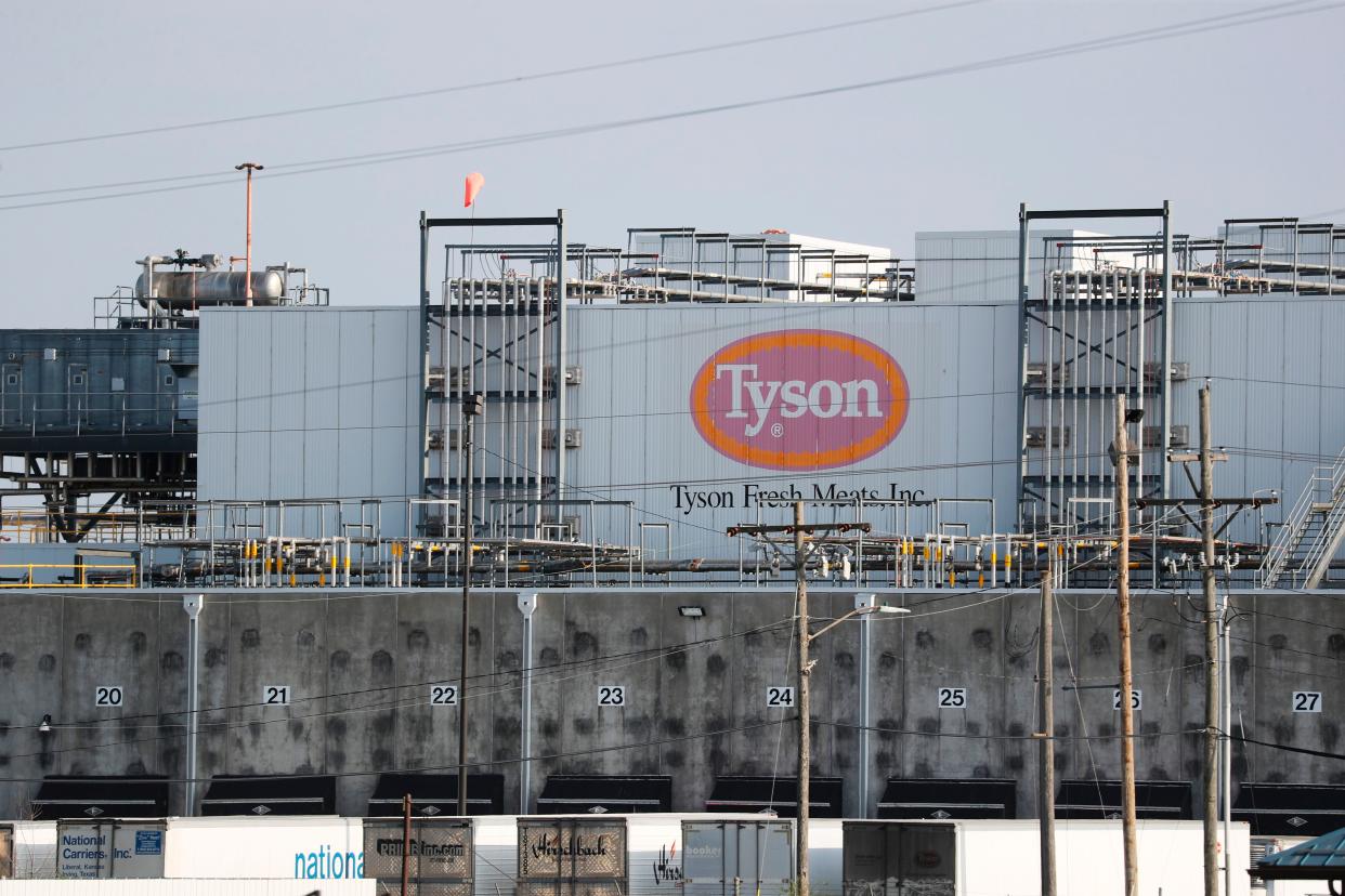 A Tyson Fresh Meats plant is seen Monday, April 27, 2020, in Emporia, Kan. President Donald Trump plans to order meat processing plants to stay open amid concerns over growing coronavirus cases and the impact on the nation's food supply.