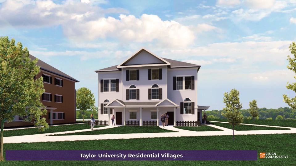 A rendering of planned new "residential villages" at Taylor University in Upland. The development is part of a planned $100 million investment in the campus and the community in Grant County.