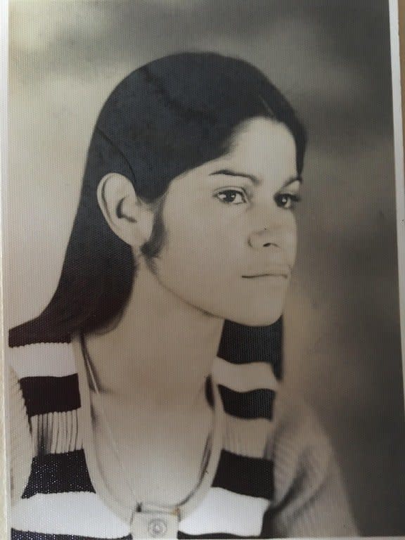 "This was taken around 1972 or 1973 in San Jose, Costa Rica, where we are originally from. My mom Carmen was probably about 23 years old at that time. What I like the most about the picture is the way my mom looks in it: the fashion,&nbsp;her hair. These days,&nbsp;she mostly keeps her hair above the shoulder length, so to see her with long hair, it brings me back to when I was younger. Also, my mom doesn&rsquo;t like to take many pictures of herself, which makes this one even more special." -- <i>Maria</i>