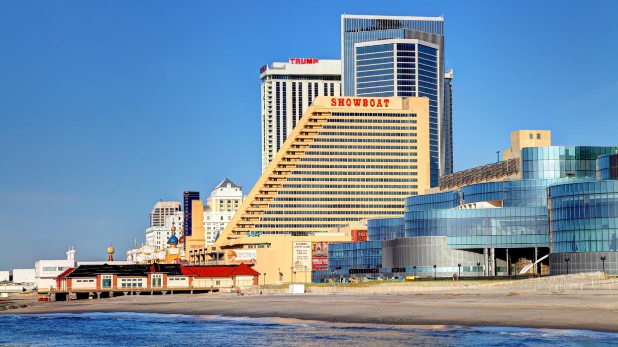 Atlantic City, New Jersey, USA - May 7, 2014: The Showboat Casino along the historic boardwalk closed On August 31, 2014 after 27 years in Atlantic City.