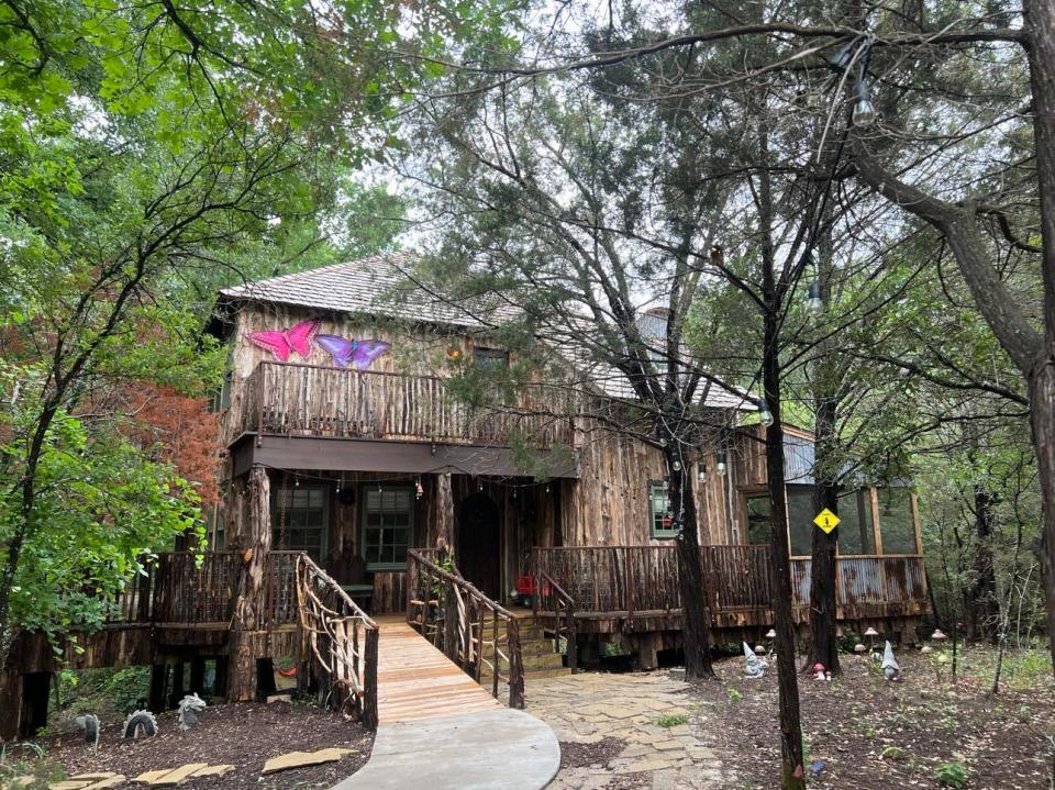 Sitting off the banks of the Brazos River, Fuller's Folly River Ranch in Weatherford, Texas, offers four unique accommodations — a 1920s farmhouse, a safari tent, and two impressive treehouses — all designed to connect guests with nature.