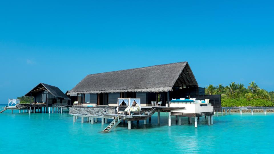 Elba and his family stayed in one of these water villas at One&Only Reethi Rah resort in the Maldives.