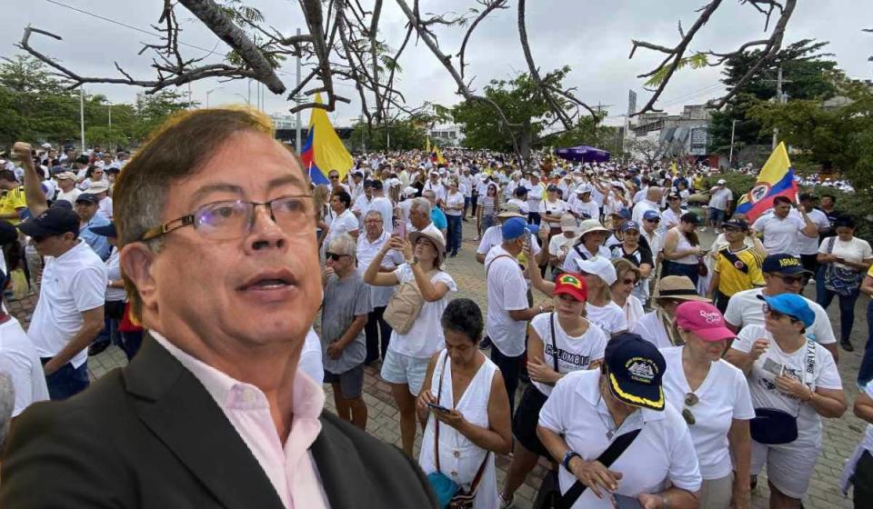 Las marchas de este 21 de abril serán contra el gobierno de Gustavo Petro y sus reformas. Fotos: @tways y Presidencia