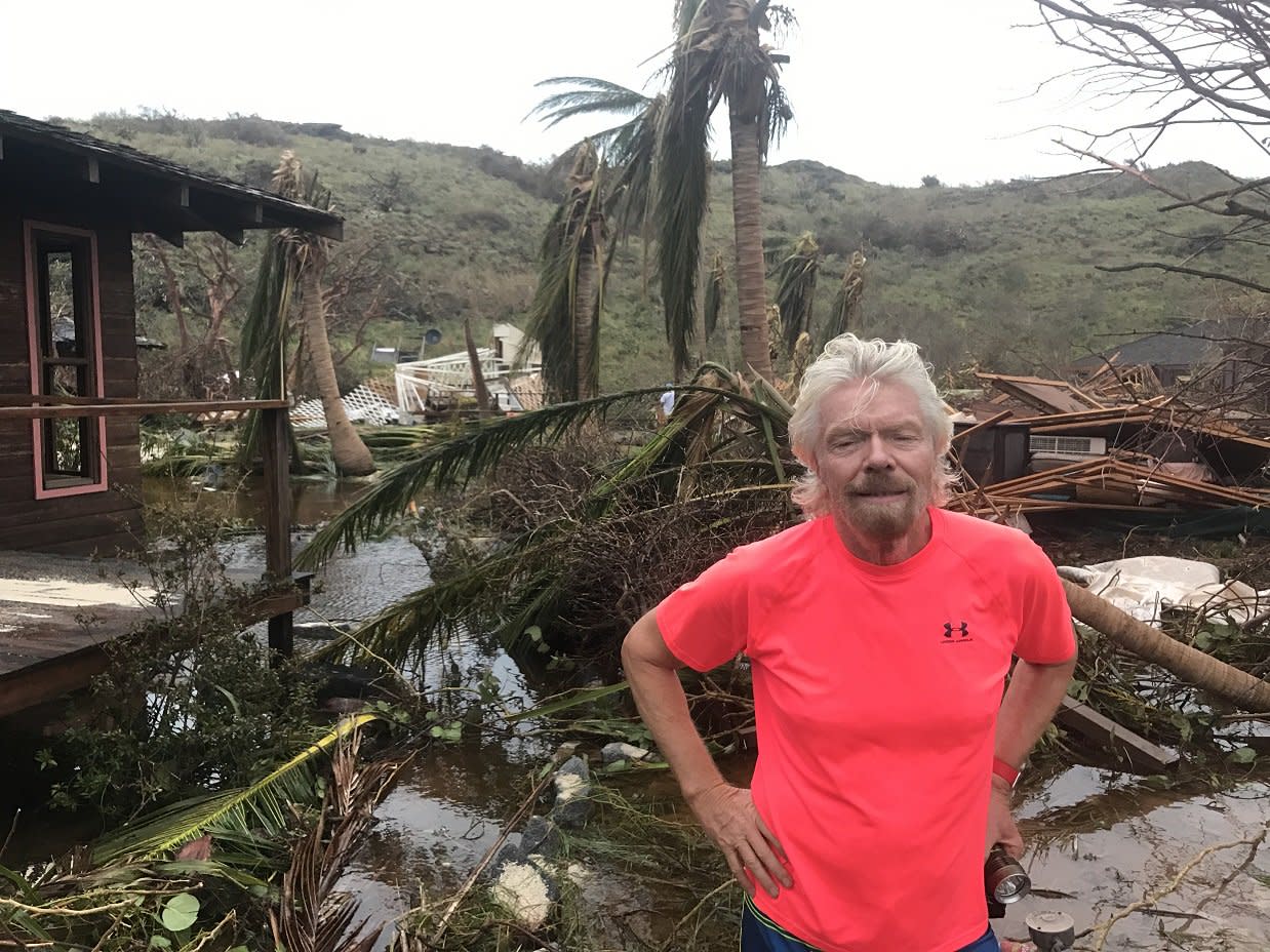 Branson in Puerto Rico on Sept. 11, 2017. (Photo: Richard Branson via Twitter)