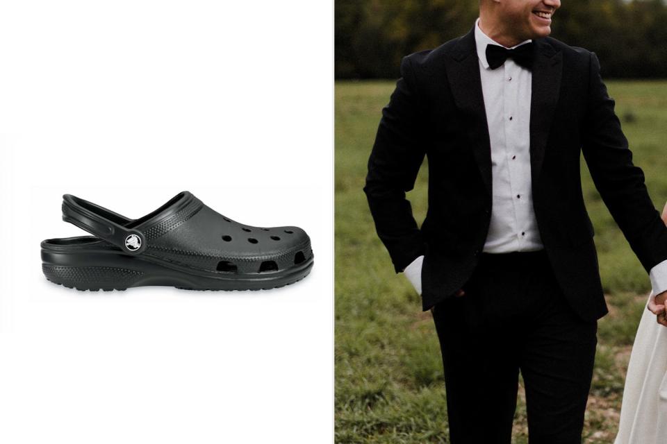 <p>Getty</p> A black Croc; a stock image of a groom