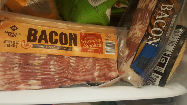 member's, kirkland bacon in freezer