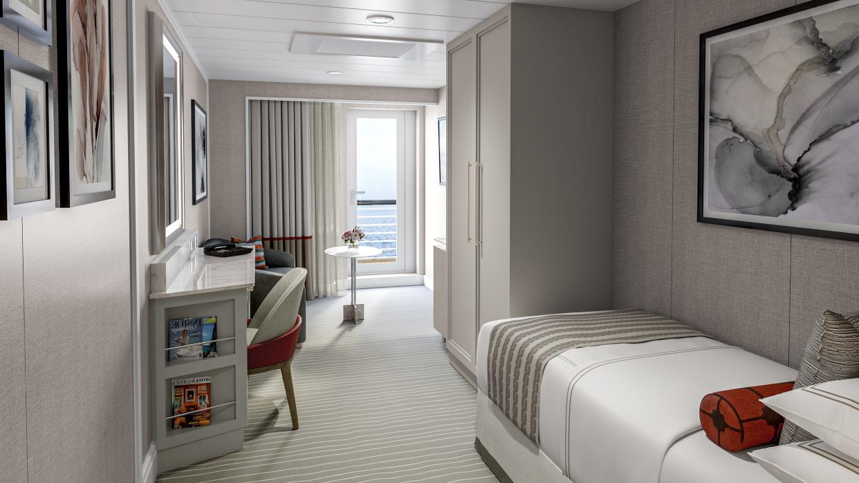 Oceania's solo cabins each have private balconies.