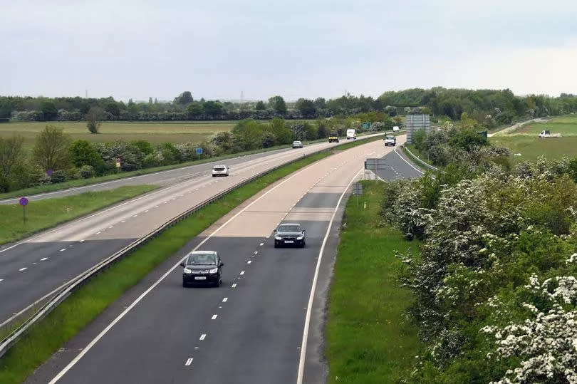 Stock image - A180 with part of the concrete section, at the junction with A1173, Stallingborough