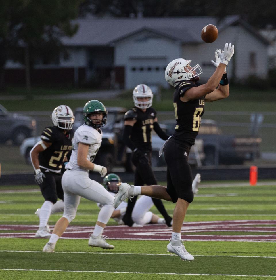 Logan-Rogersville’s Cameron Wray intercepts a Mt. Vernon pass during the Wildcat’s home matchup against the Mountaineers on September 15, 2023.