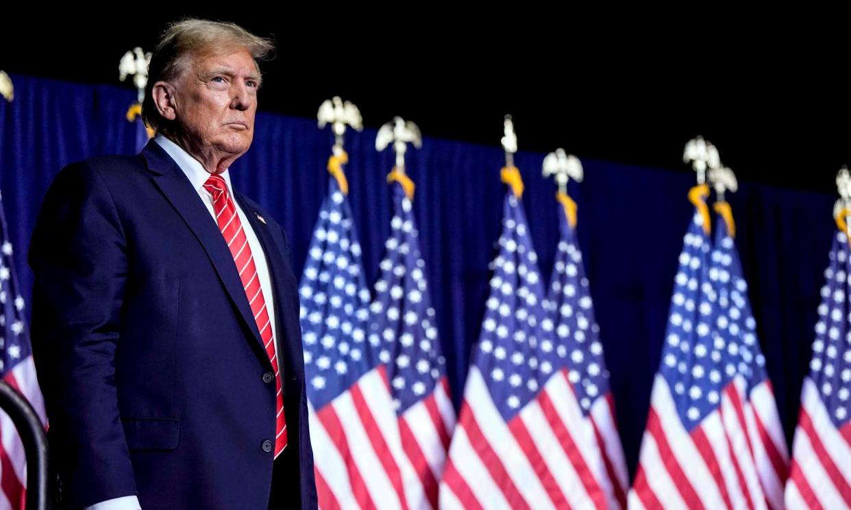 <span>Donald Trump speaks at a campaign rally on Saturday, 9 March 2024 in Rome, Georgia.</span><span>Photograph: Mike Stewart/AP</span>