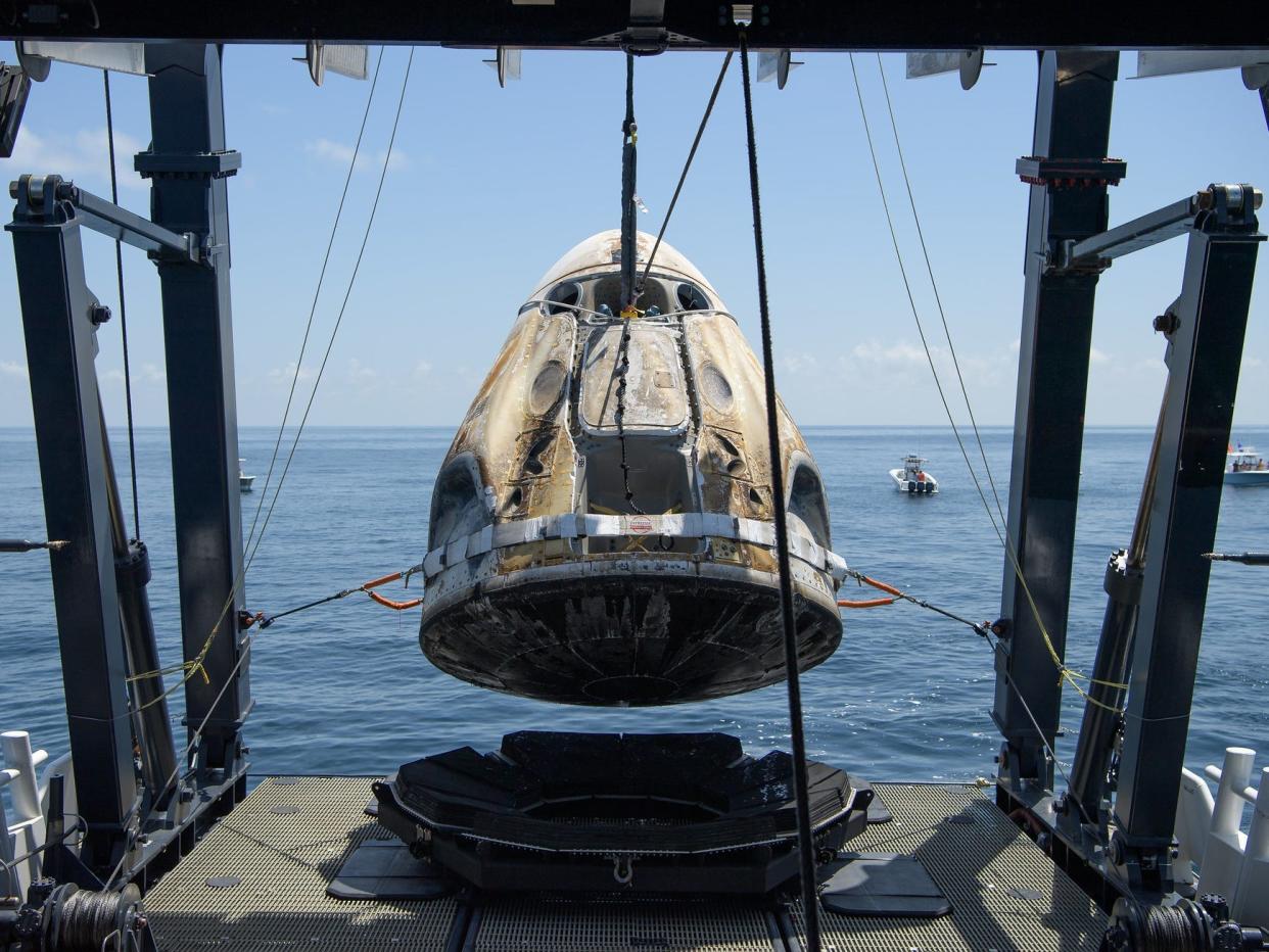 demo2 crew dragon recovery splashdown spacex nasa