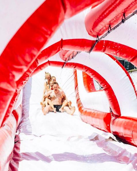 Taylor and Tom’s young romance (one month strong!) seems to be like an out-of-control ride, which we think this photo — on the giant inflatable waterslide that Swift had erected in her yard — perfectly illustrates. While she’s been quite public about the romance, she didn’t post any photos of the two of them on Instagram. Luckily, her friends did. (Photo: Instagram)