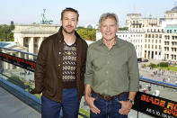 <p>Gosling, star of the upcoming <i>Blade Runner 2049</i>, posed with Ford, who starred in 1982’s <i>Blade Runner</i> and returns for the reboot, while promoting the movie in Berlin. In case you were wondering, they did get along, according to Ford’s <a rel="nofollow noopener" href="https://www.gq.com/story/harrison-ford-gq-cover-story-2017" target="_blank" data-ylk="slk:new GQ interview;elm:context_link;itc:0;sec:content-canvas" class="link ">new <i>GQ</i> interview</a>. “He was fun to work with. I like him a lot,” he told the mag. (Photo: Sebastian Reuter/Getty Images for Sony Pictures) </p>