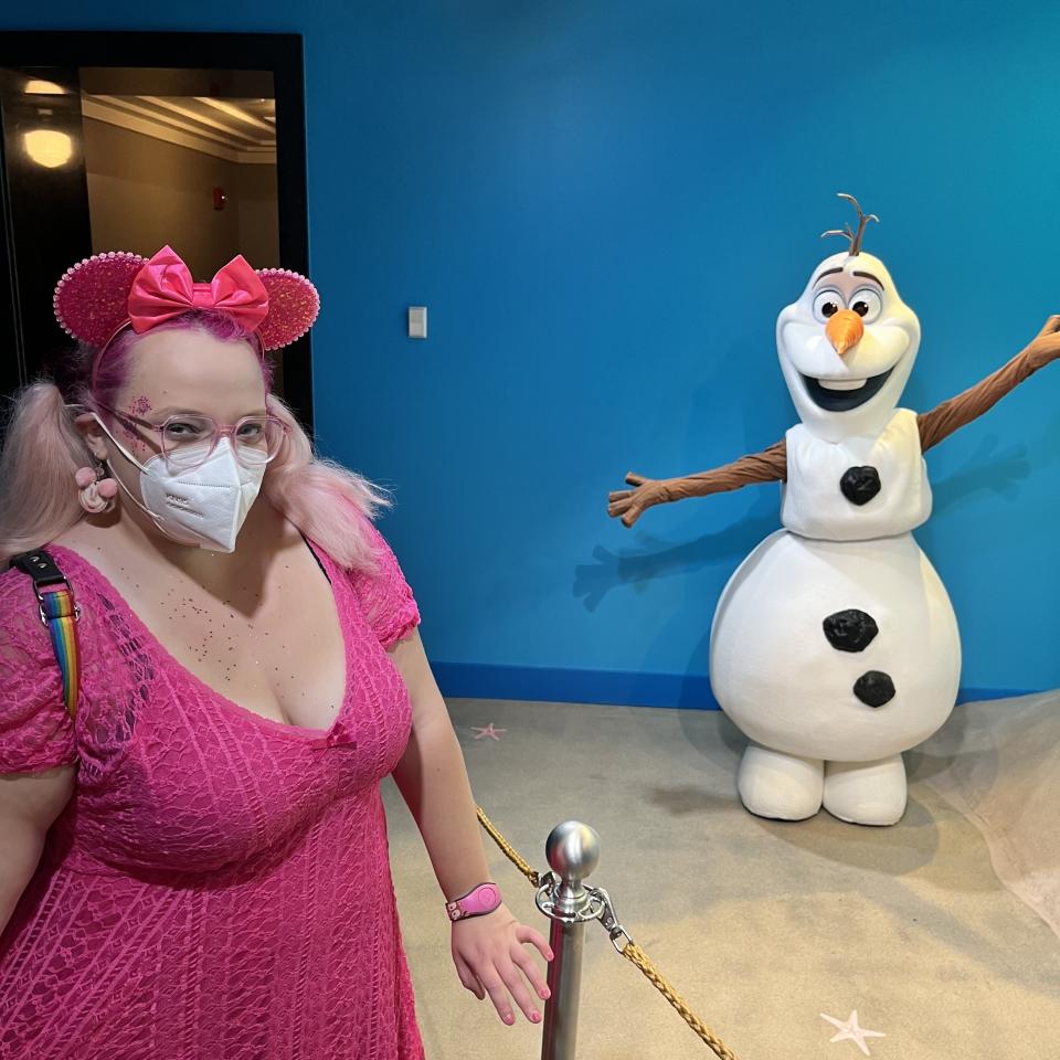 No warm hugs: After Disney Parks reopened during the pandemic, guests could only access characters from a distance. (Photo: Casey Clark)