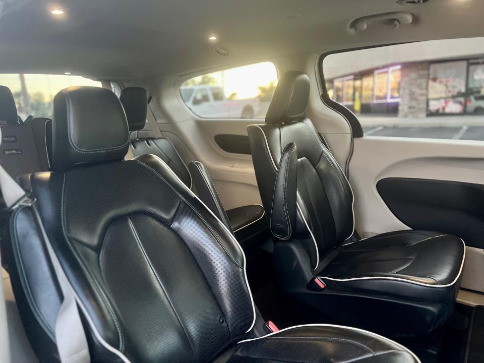 Inside the Chrysler Waymo car.