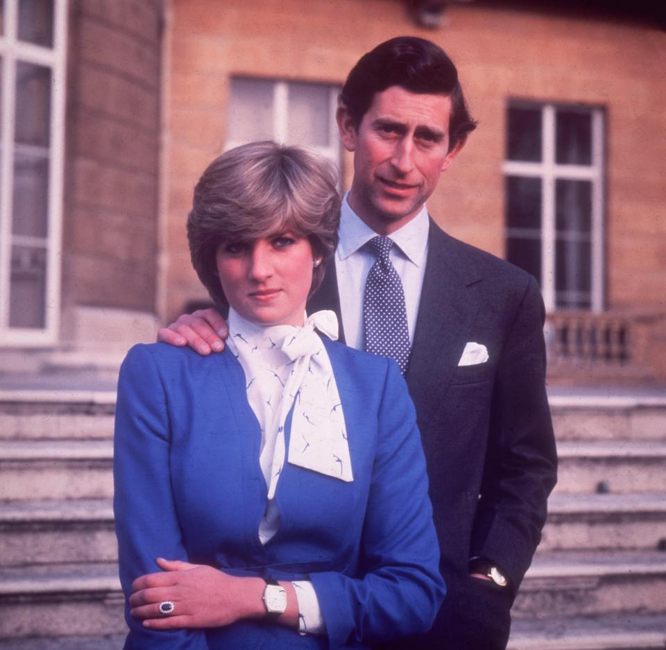 24th February 1981:  Charles, Prince of Wales, and Diana, Princess of Wales, (1961 - 1997) at Buckingham Palace in London on the occasion of their engagement.  (Photo by Central Press/Getty Images)
